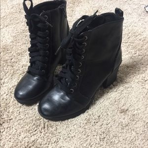 Black lace up booties